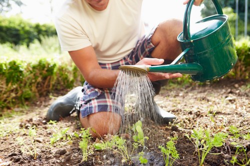 Training session for gardening staff using safety equipment